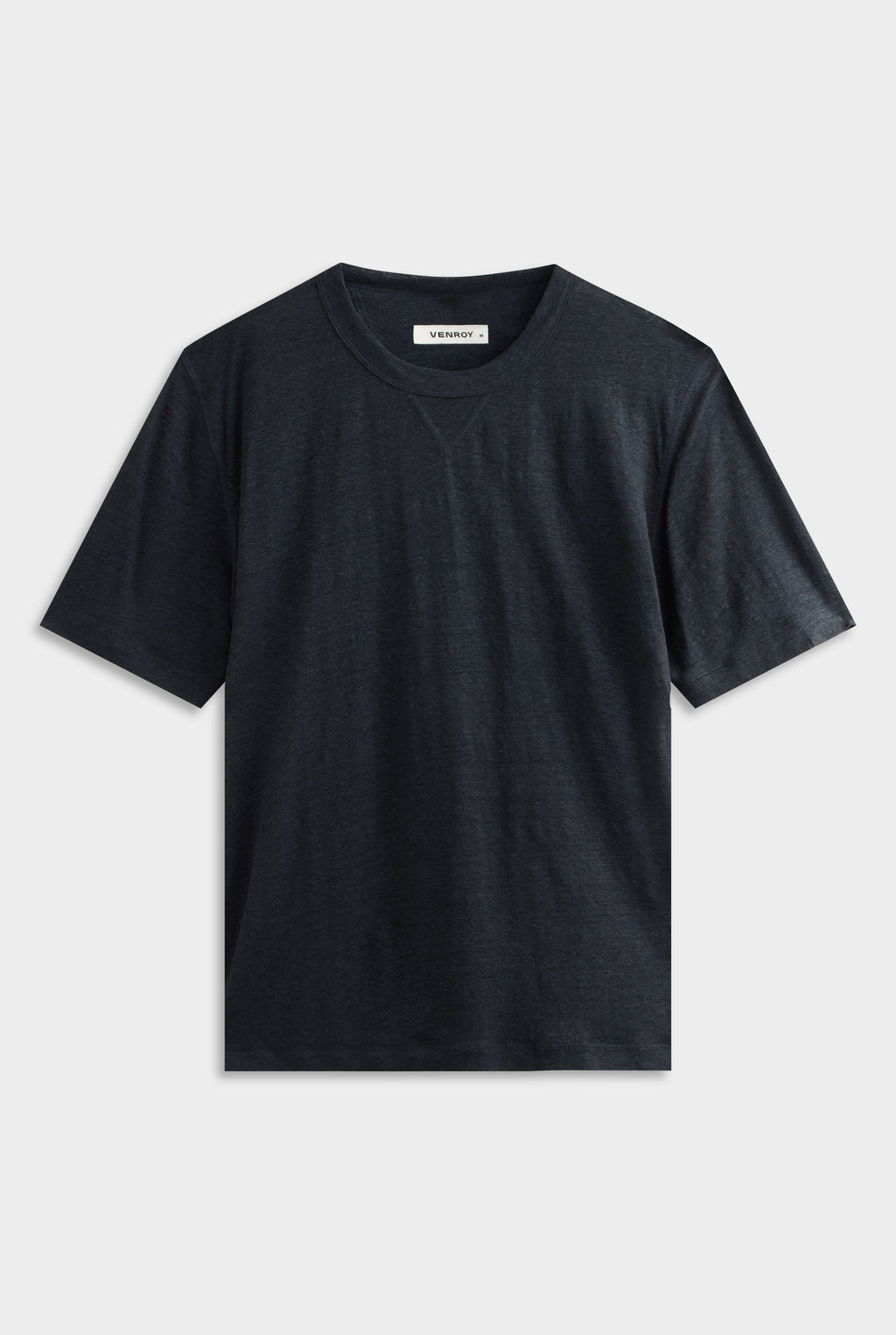 Coverstitch Linen T-Shirt - Navy