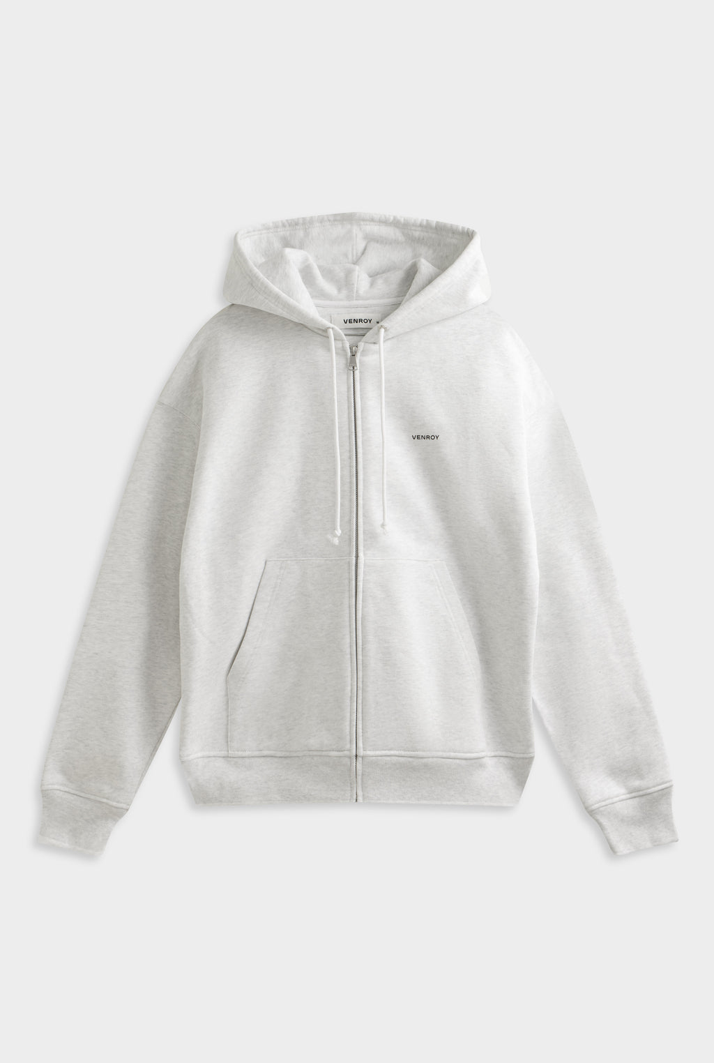 Fleece Track Zip Hoodie - Light Grey Marl