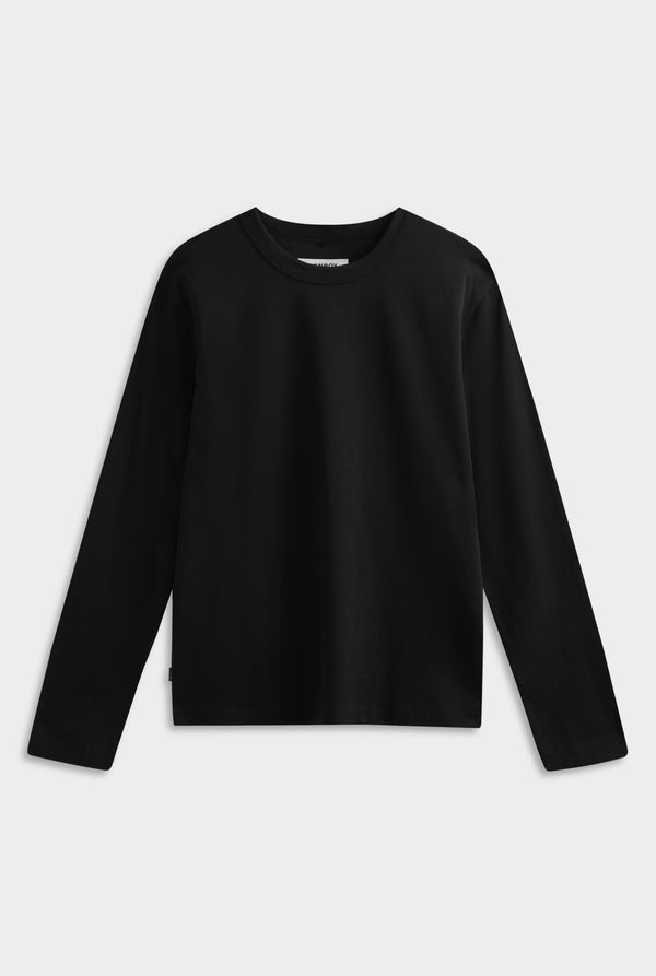 Long Sleeve Heavy Weight Cotton Logo T-Shirt - Black