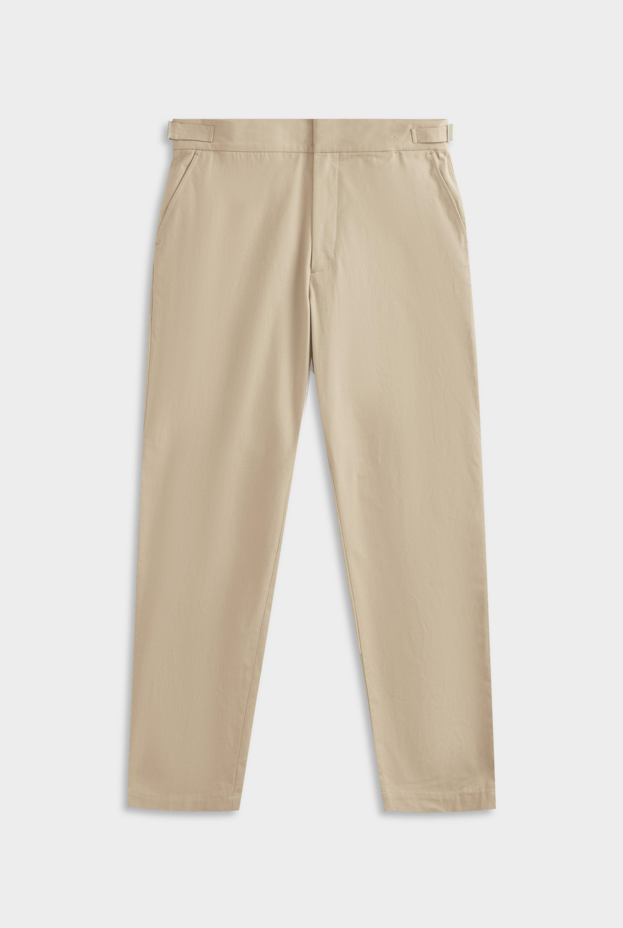 Classic Cotton Side Tab Trouser - Pale Khaki