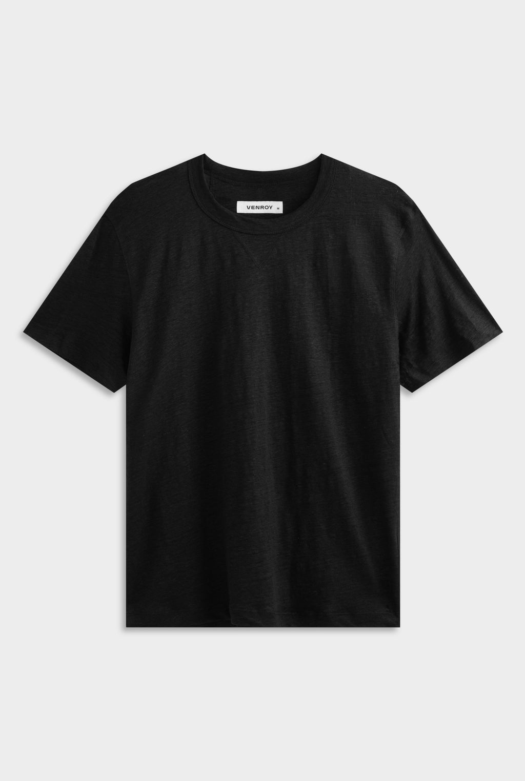 Coverstitch Linen T-Shirt - Black