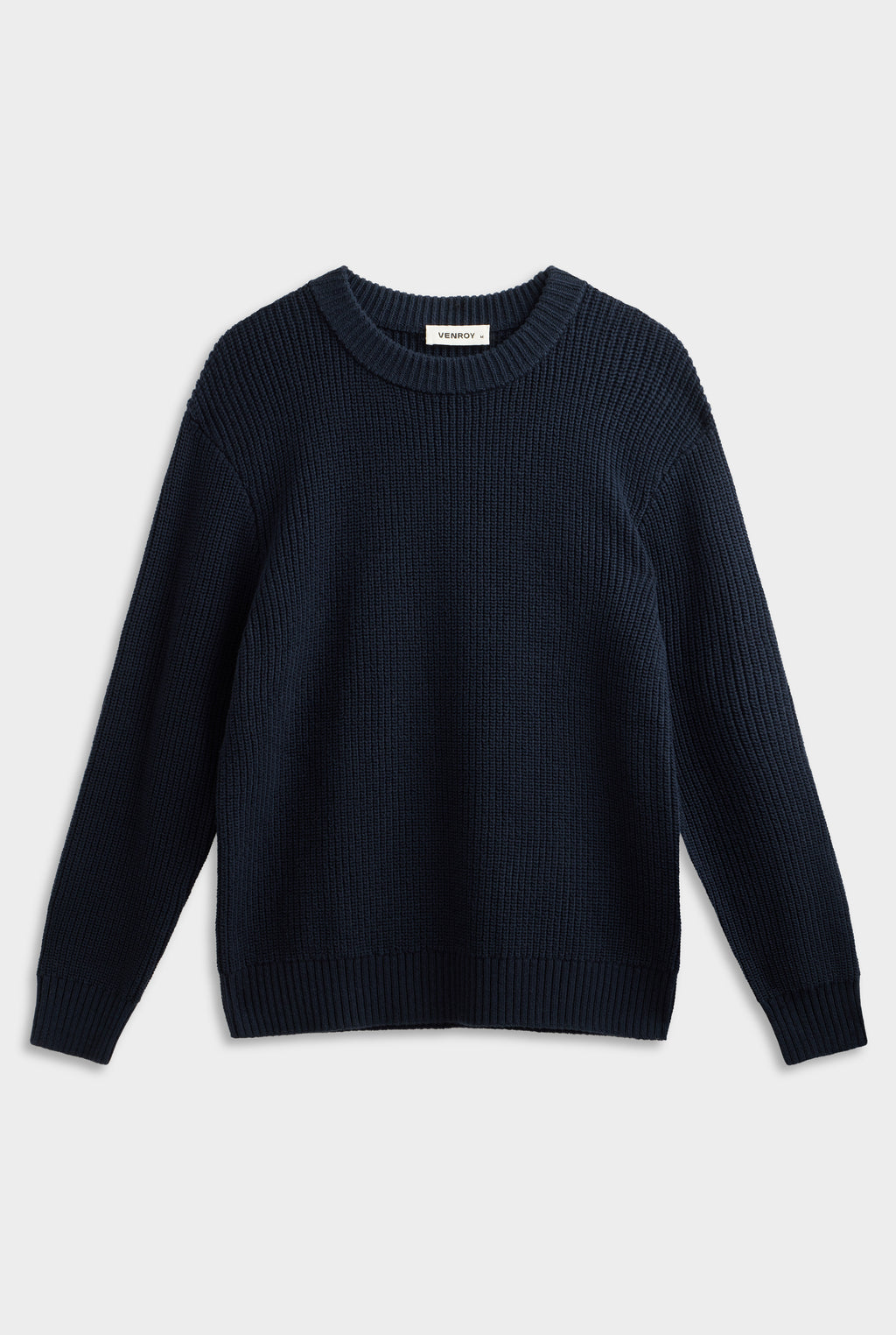 Oversized Cotton Knit Sweater - Navy