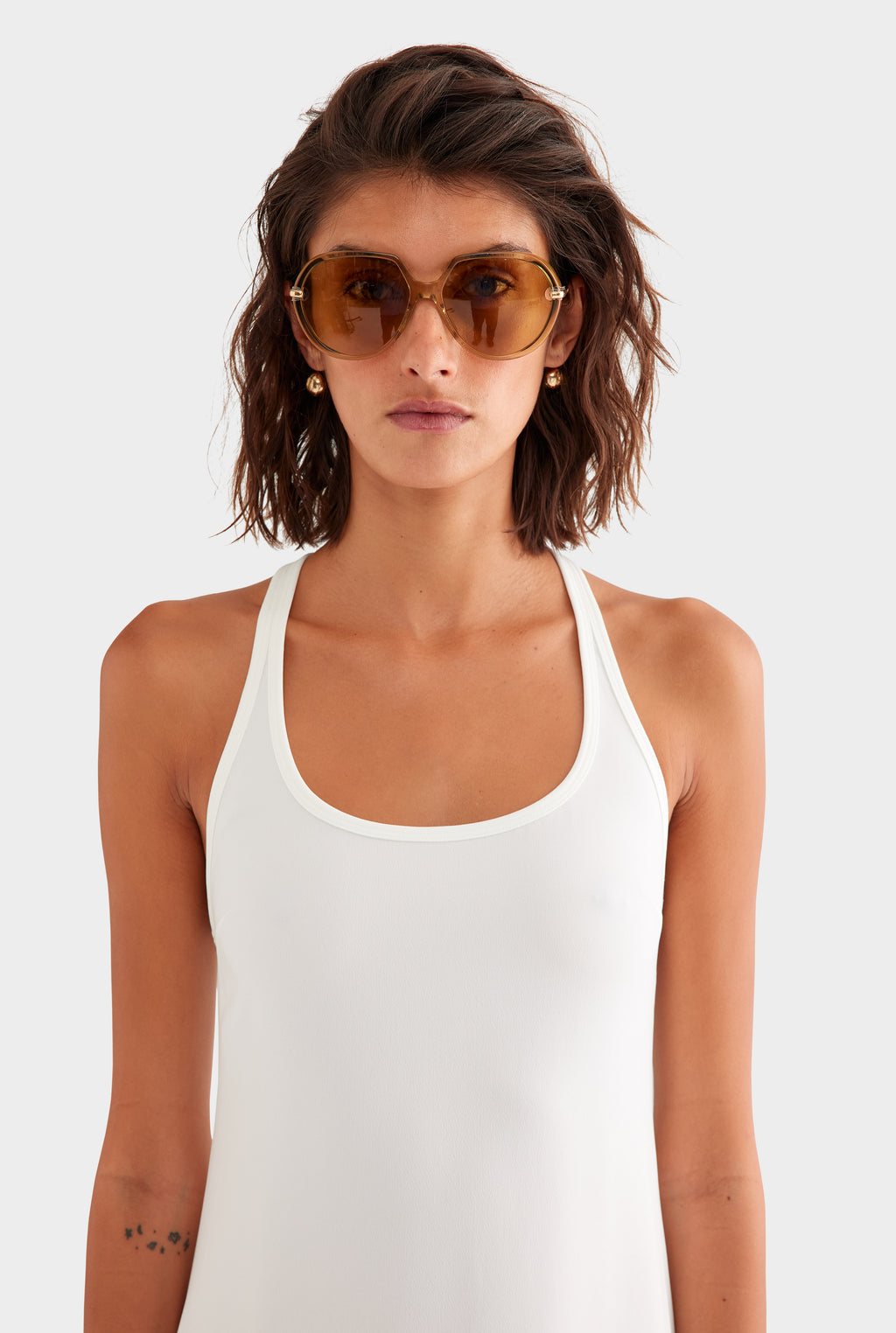 Open Back Crepe Slip Dress - Off White