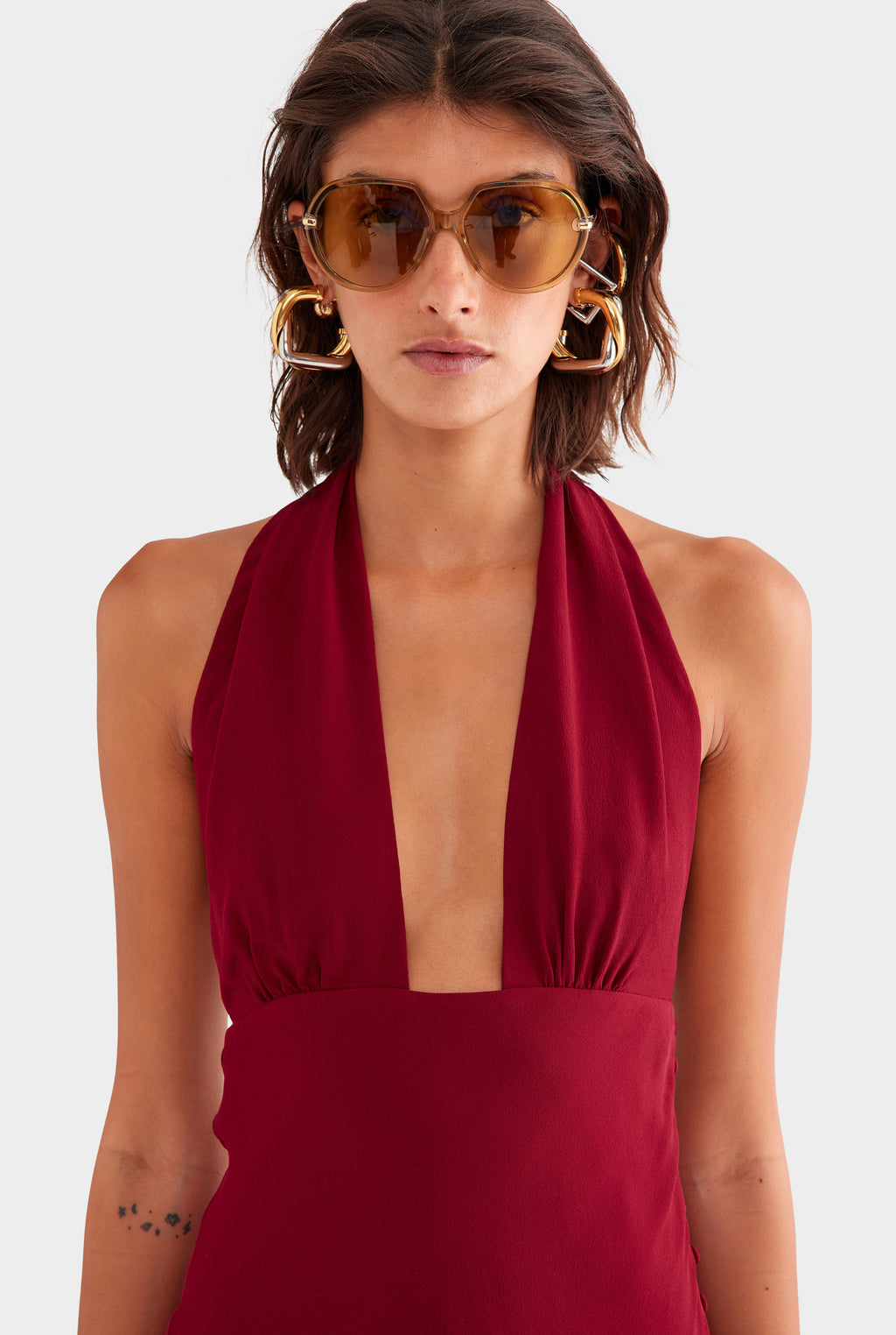 knee length dresses for ladies Open Back Halter Stretch Short Dress main image 0