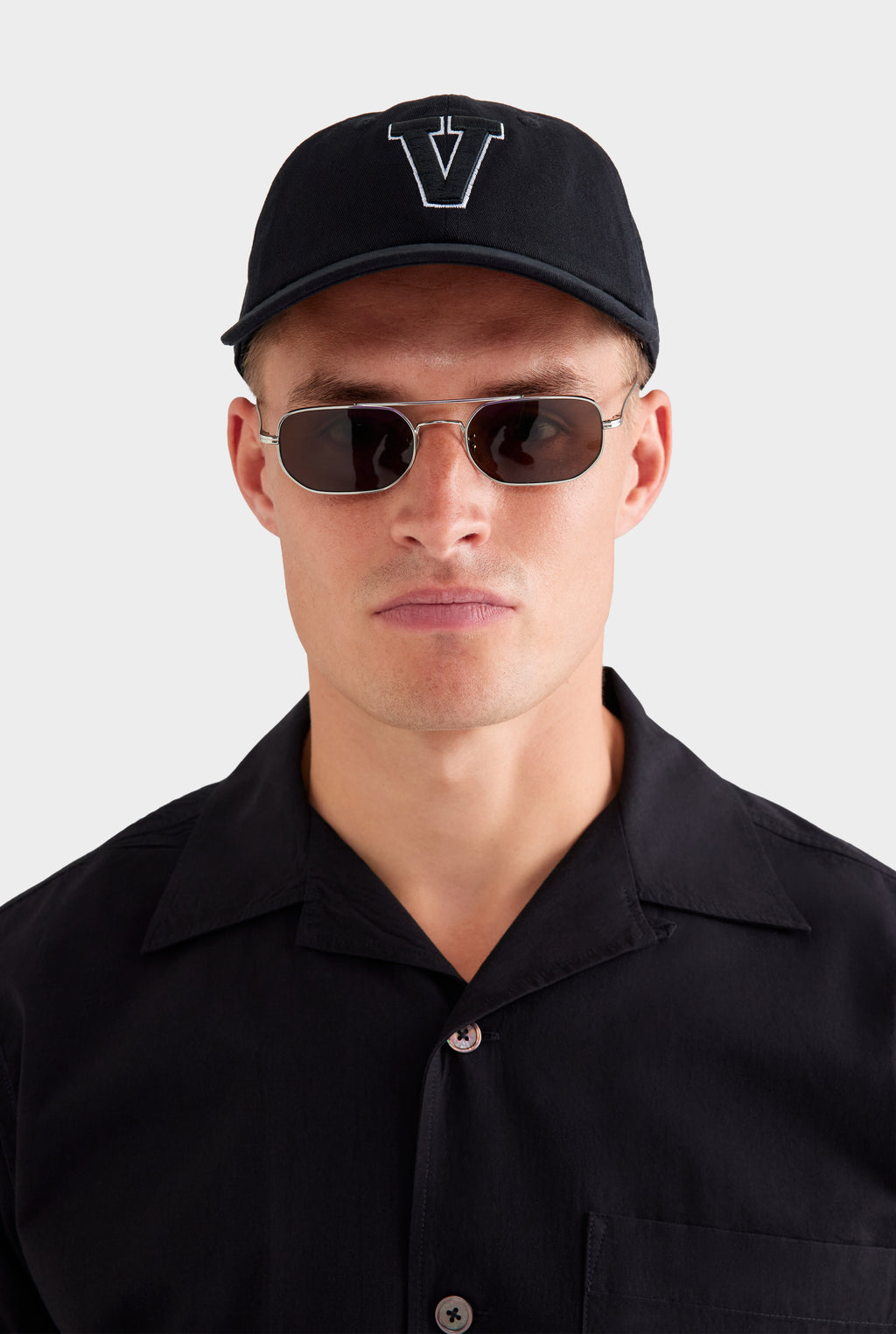 Oversized Cotton Short Sleeve Shirt - Black