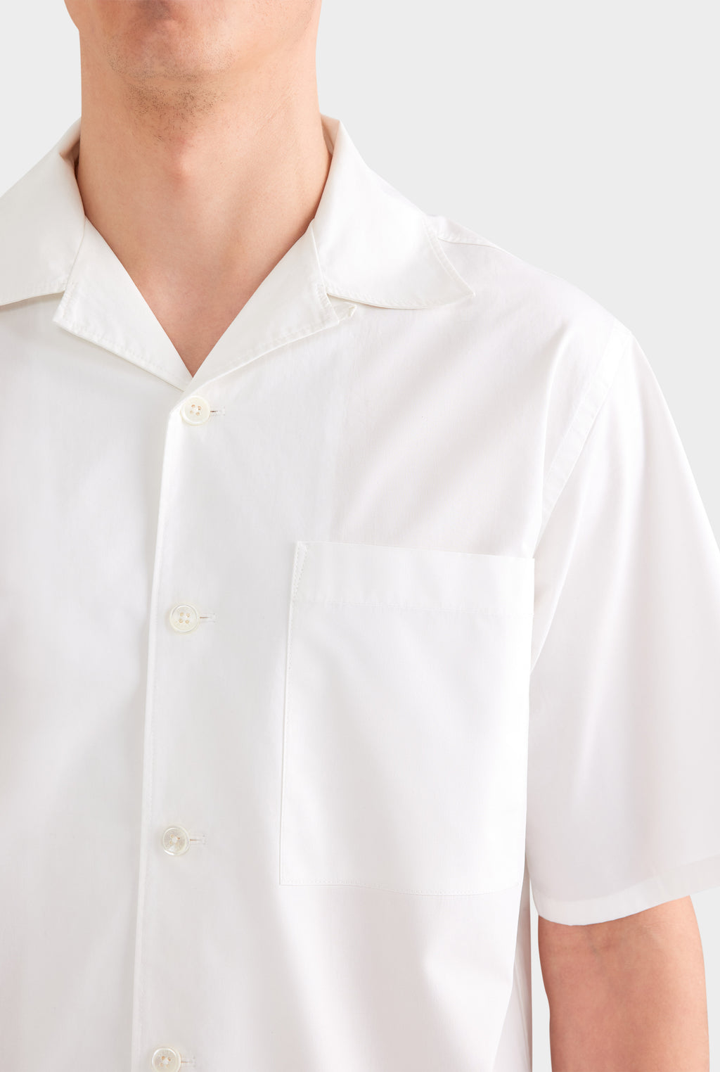 Oversized Cotton Short Sleeve Shirt - White
