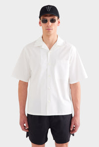 Oversized Cotton Short Sleeve Shirt - White