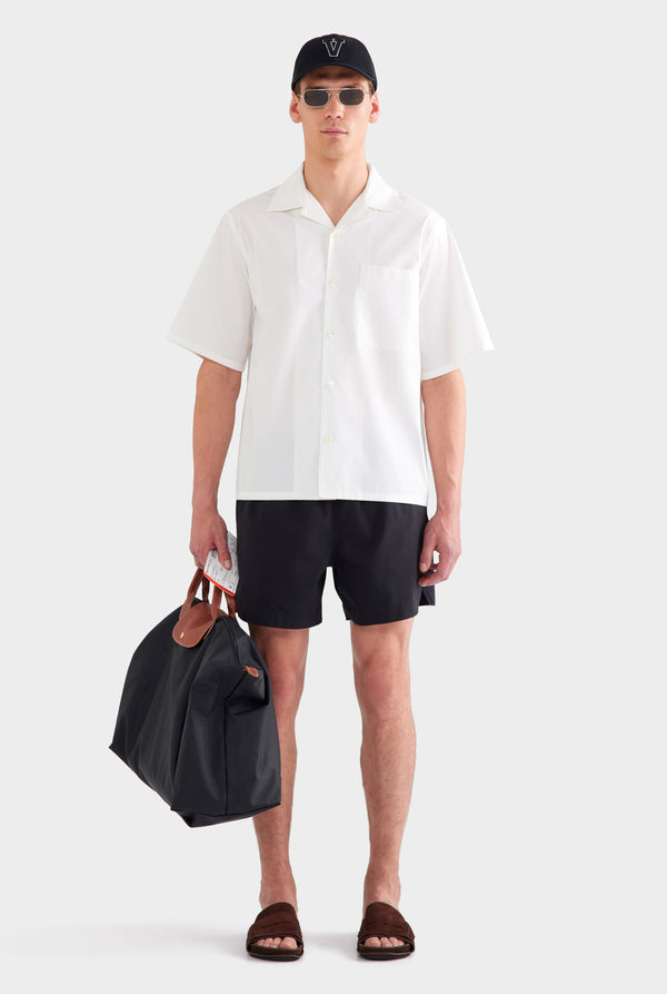 Oversized Cotton Short Sleeve Shirt - White