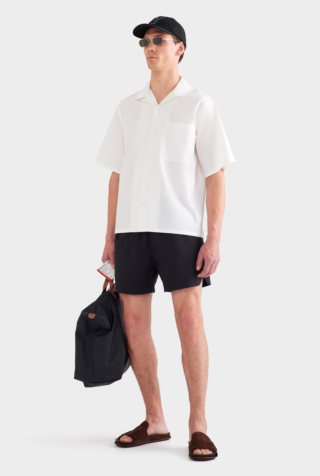 Oversized Cotton Short Sleeve Shirt - White