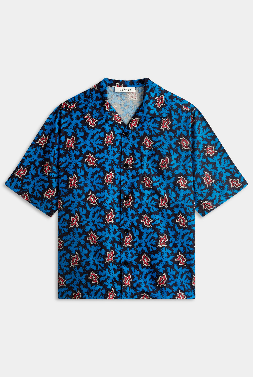 Oversized Fuji Silk Short Sleeve Shirt - Blue/Red BAM