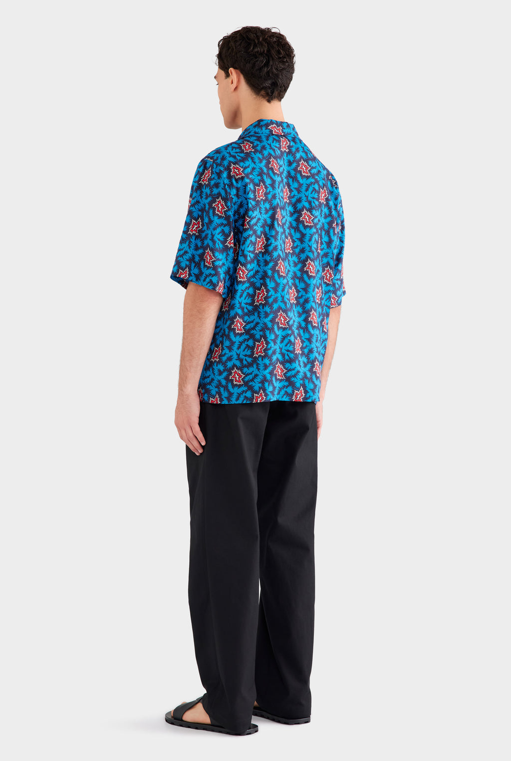 Oversized Fuji Silk Short Sleeve Shirt - Blue/Red BAM