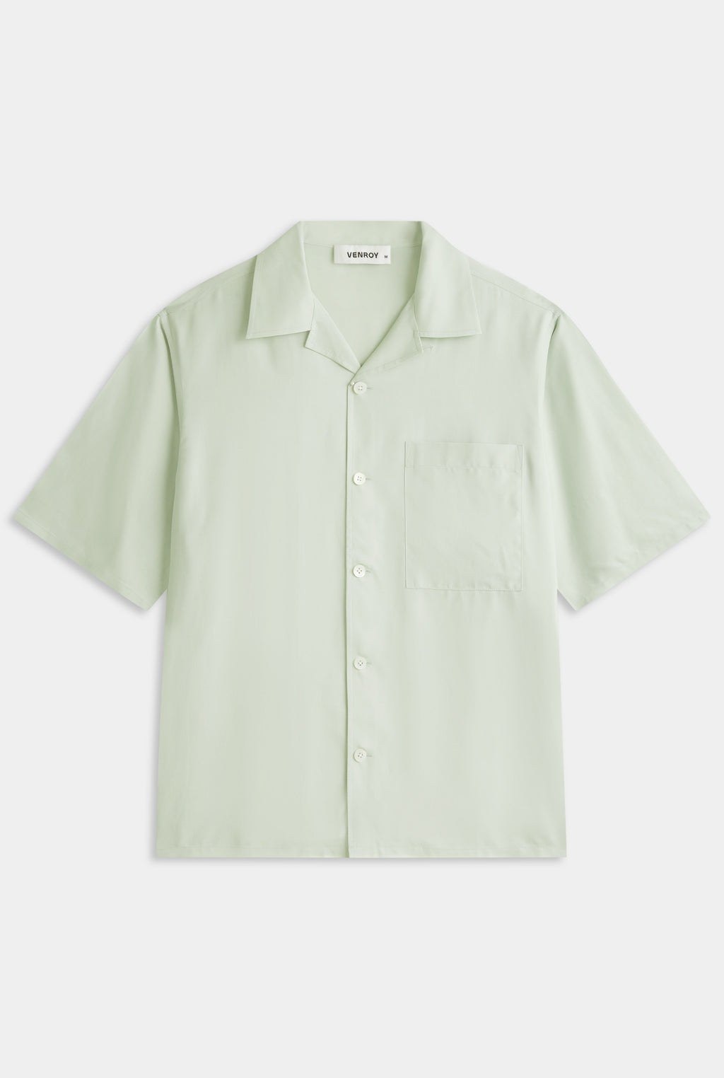 Oversized Fuji Silk Short Sleeve Shirt - Pale Aqua