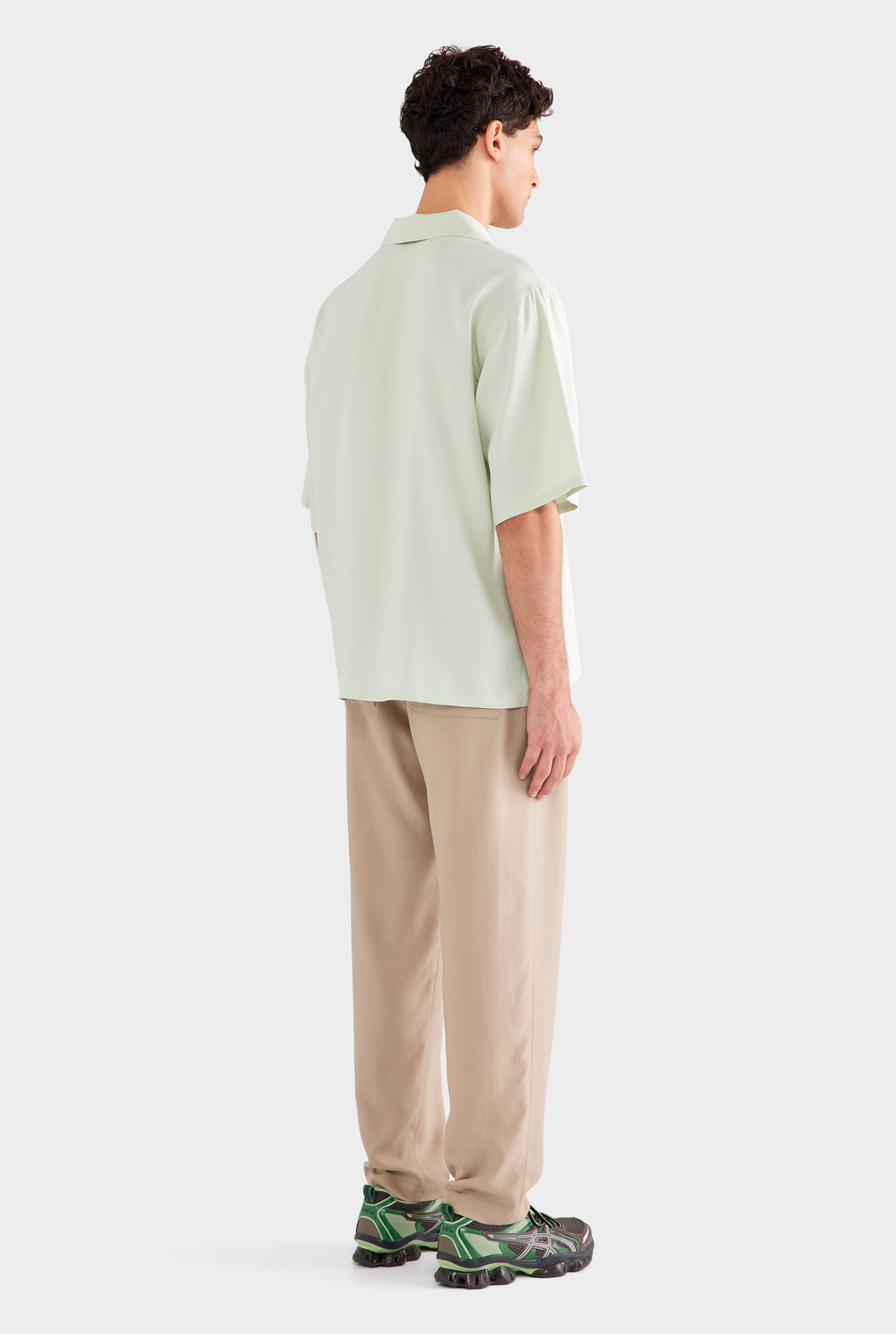 Oversized Fuji Silk Short Sleeve Shirt - Pale Aqua