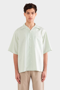 Oversized Fuji Silk Short Sleeve Shirt - Pale Aqua