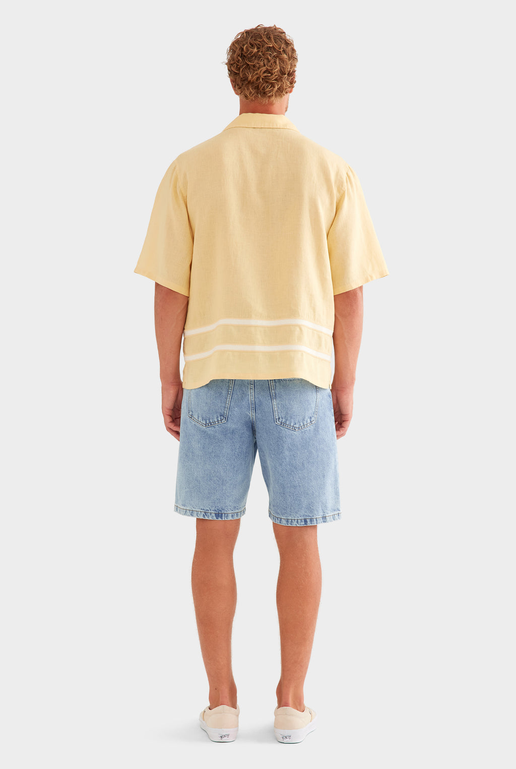 Oversized Linen Short Sleeve Shirt - Amber/Natural Tape