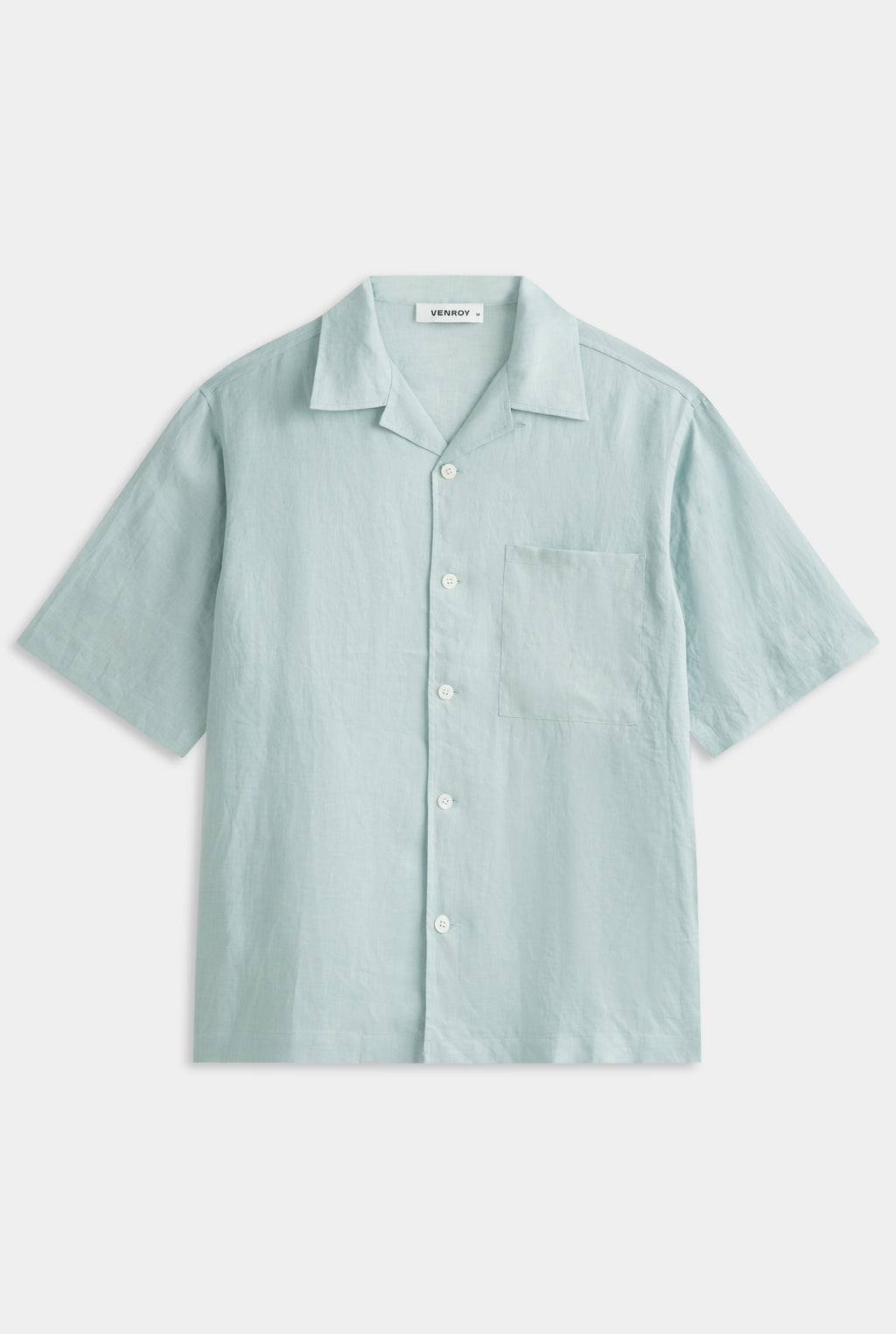 Oversized Linen Short Sleeve Shirt - Arctic Blue