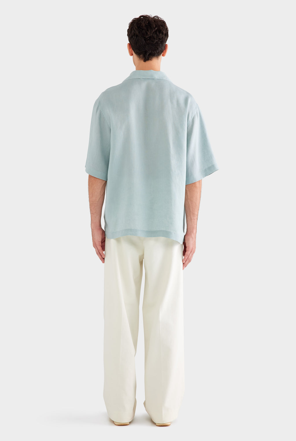 Oversized Linen Short Sleeve Shirt - Arctic Blue