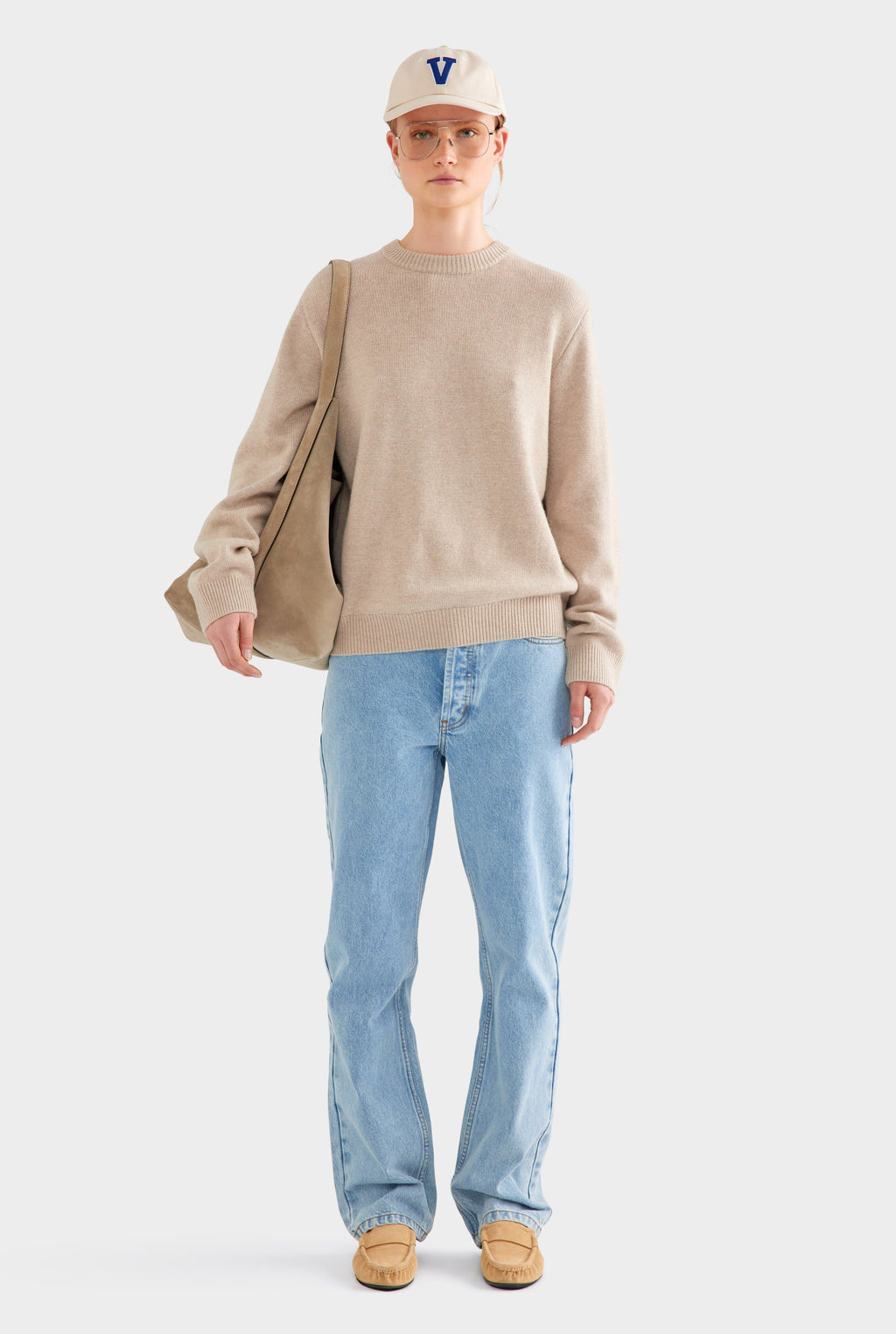 Oversized Wool Cashmere Sweater - Sand Marl