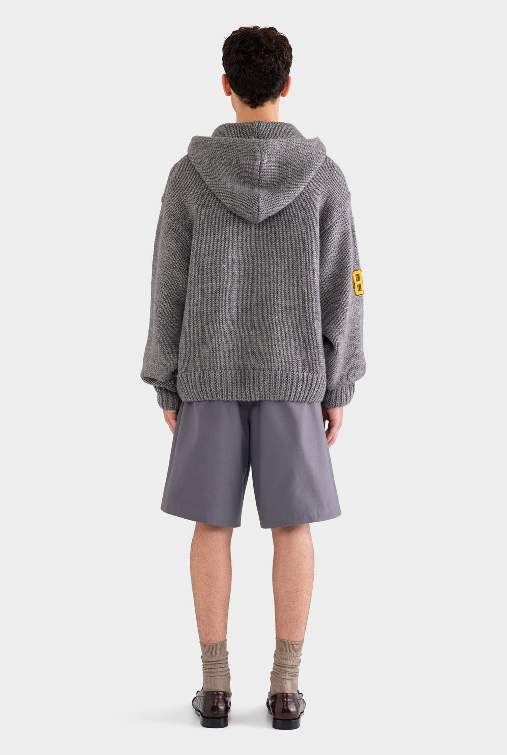Oversized Wool Zip Knit Hoodie - Dark Grey Marl