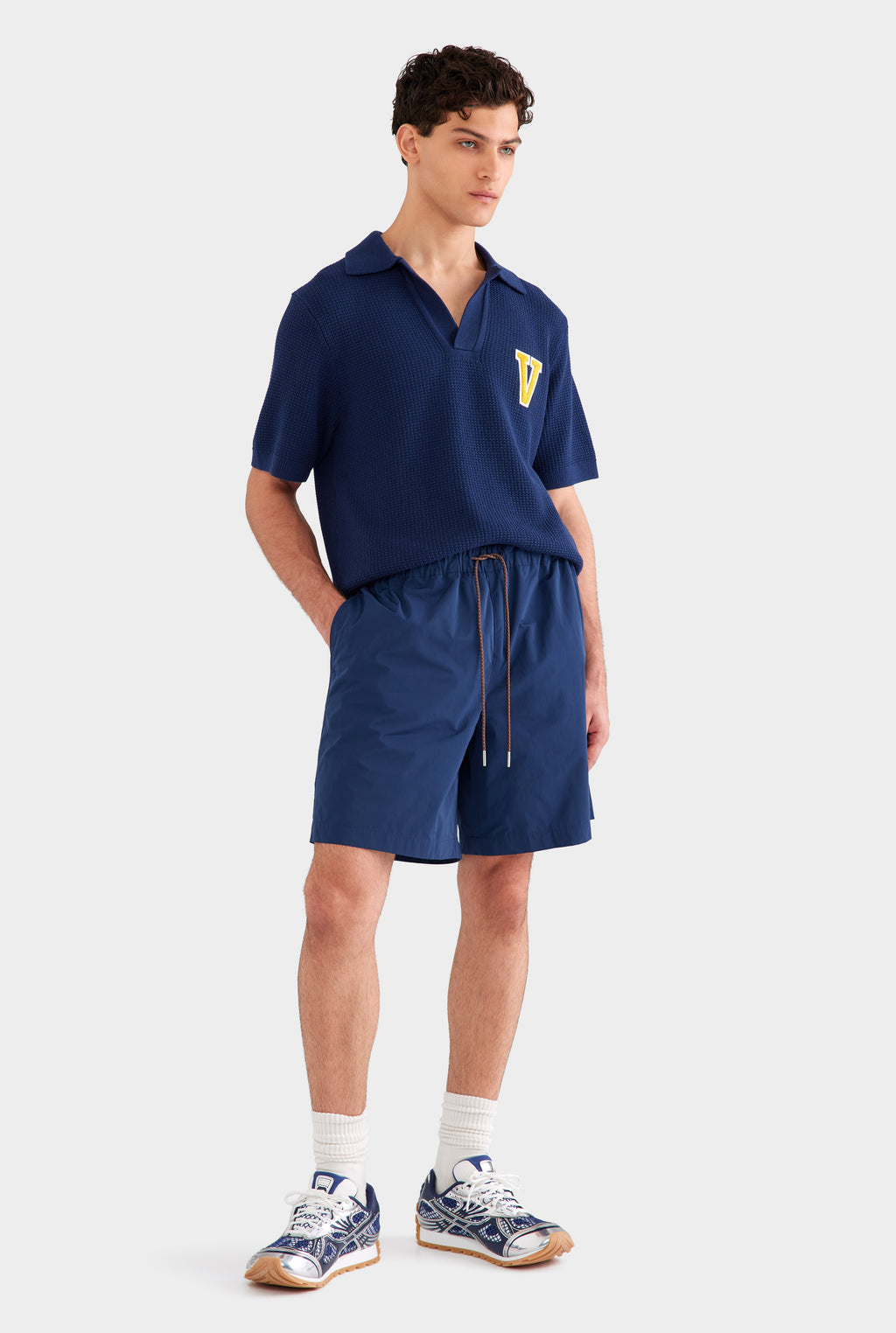 Oversized Nylon Taffeta Short - Navy