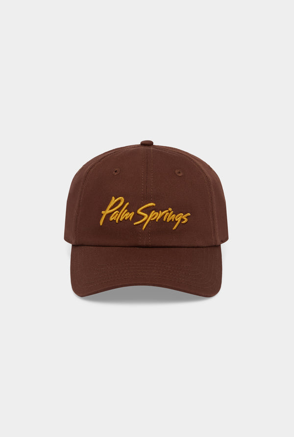 Palm Springs Cotton Logo Cap - Chocolate/Yellow Gold