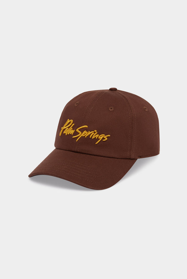 Palm Springs Cotton Logo Cap - Chocolate/Yellow Gold