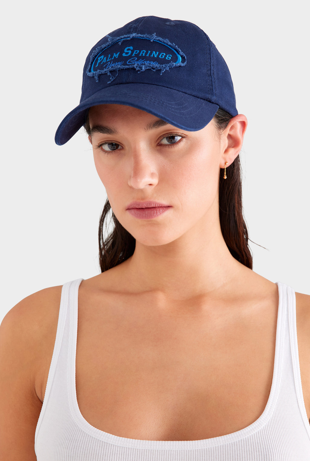 Palm Springs Patch Cotton Logo Cap - Navy/Blue