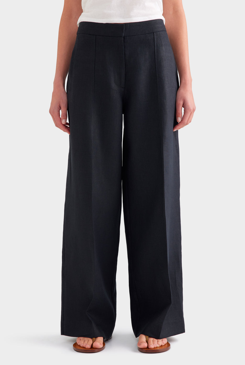 Panelled Linen Pant - Black