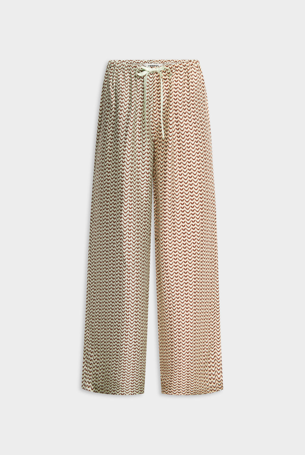 Relaxed Silk Drawstring Pant - Pale Aqua/Peach Spliced V Monogram