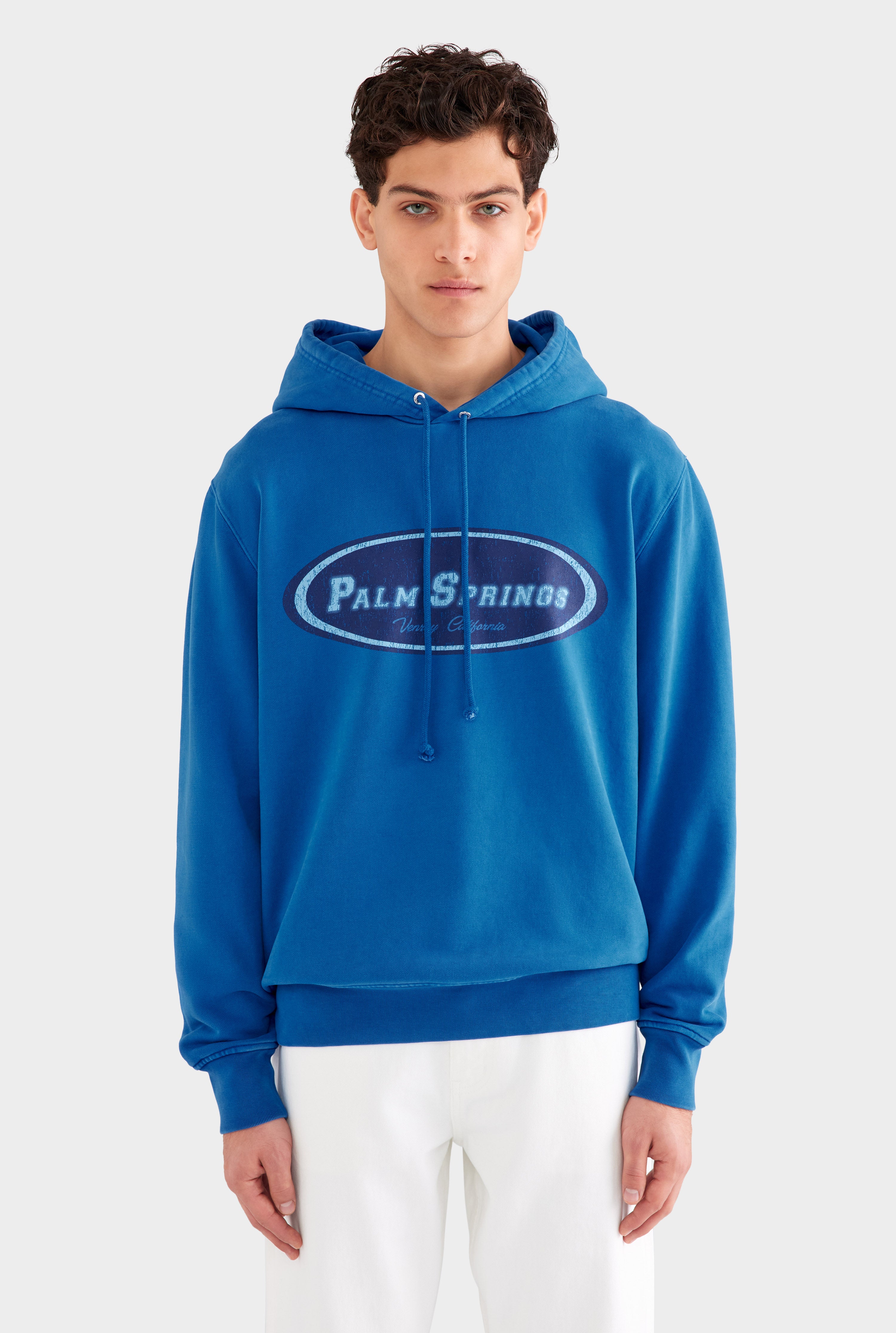 Pigment Dyed Fleece Track Hoodie - Cobalt Blue