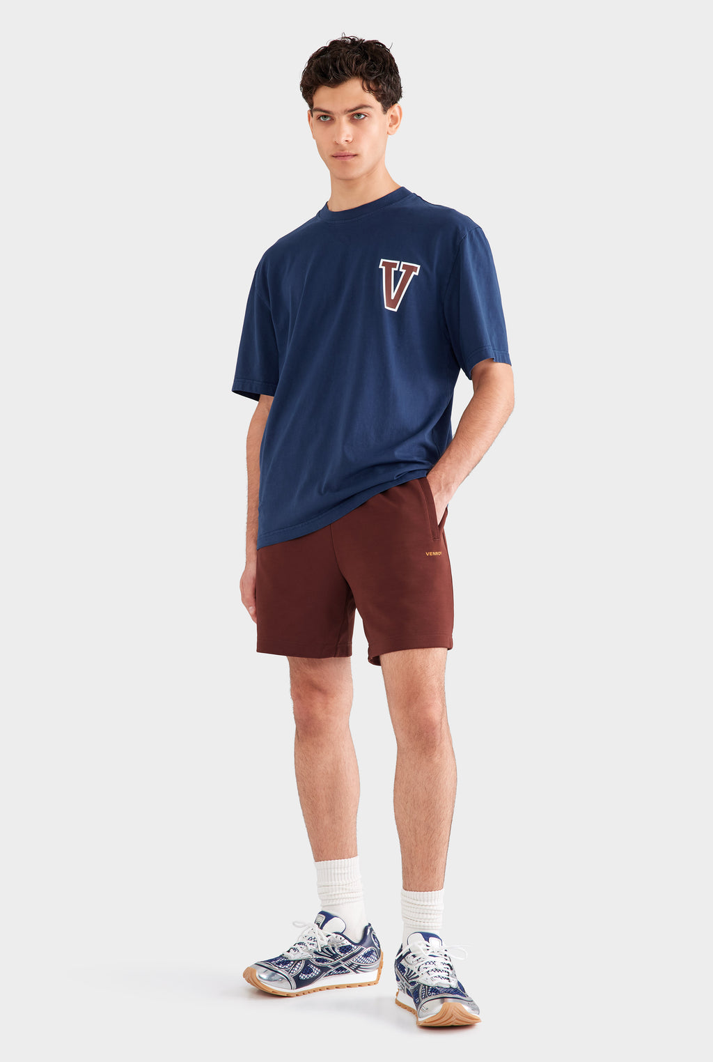 Pigment Dyed Standard Cotton T Shirt - Navy Blue/Chocolate