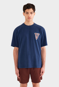 Pigment Dyed Standard Cotton T Shirt - Navy Blue/Chocolate