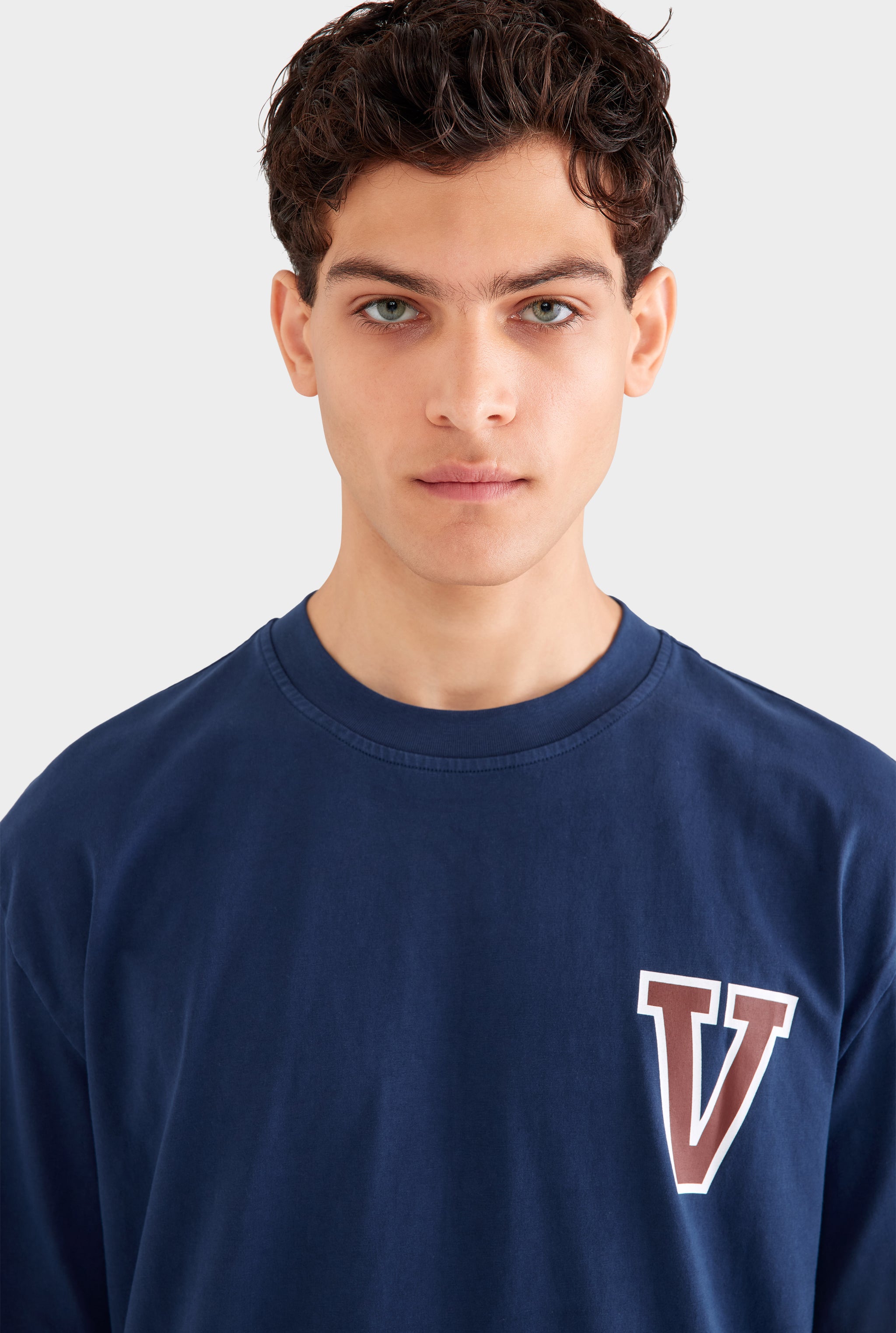 Pigment Dyed Standard Cotton T Shirt - Navy Blue/Chocolate
