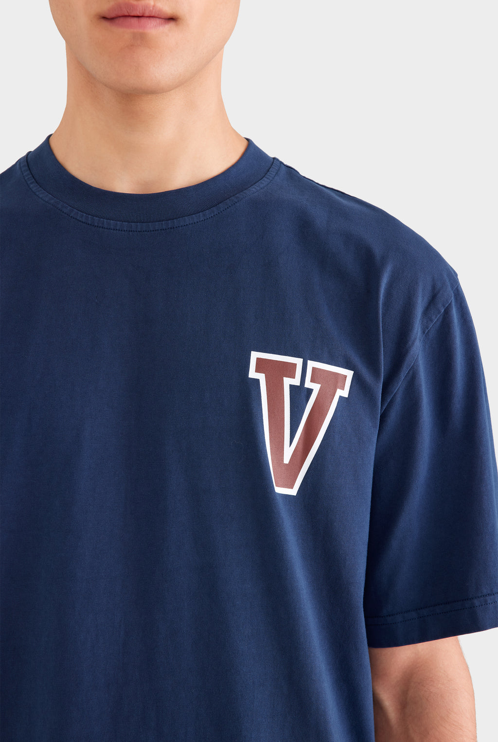 Pigment Dyed Standard Cotton T Shirt - Navy Blue/Chocolate