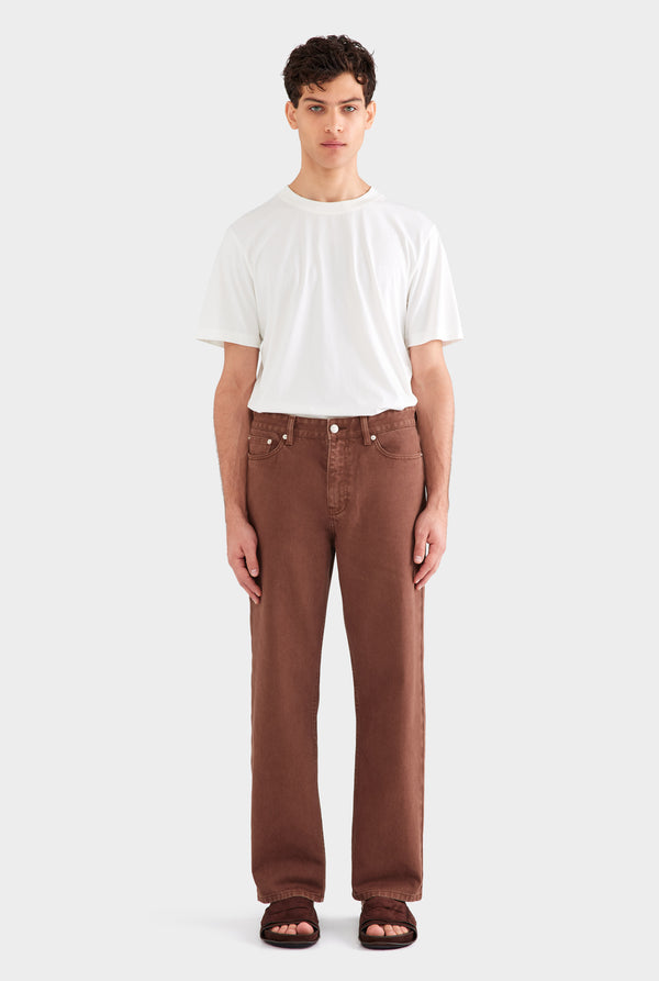 Pigment Dyed Straight Leg Denim Jean - Brown