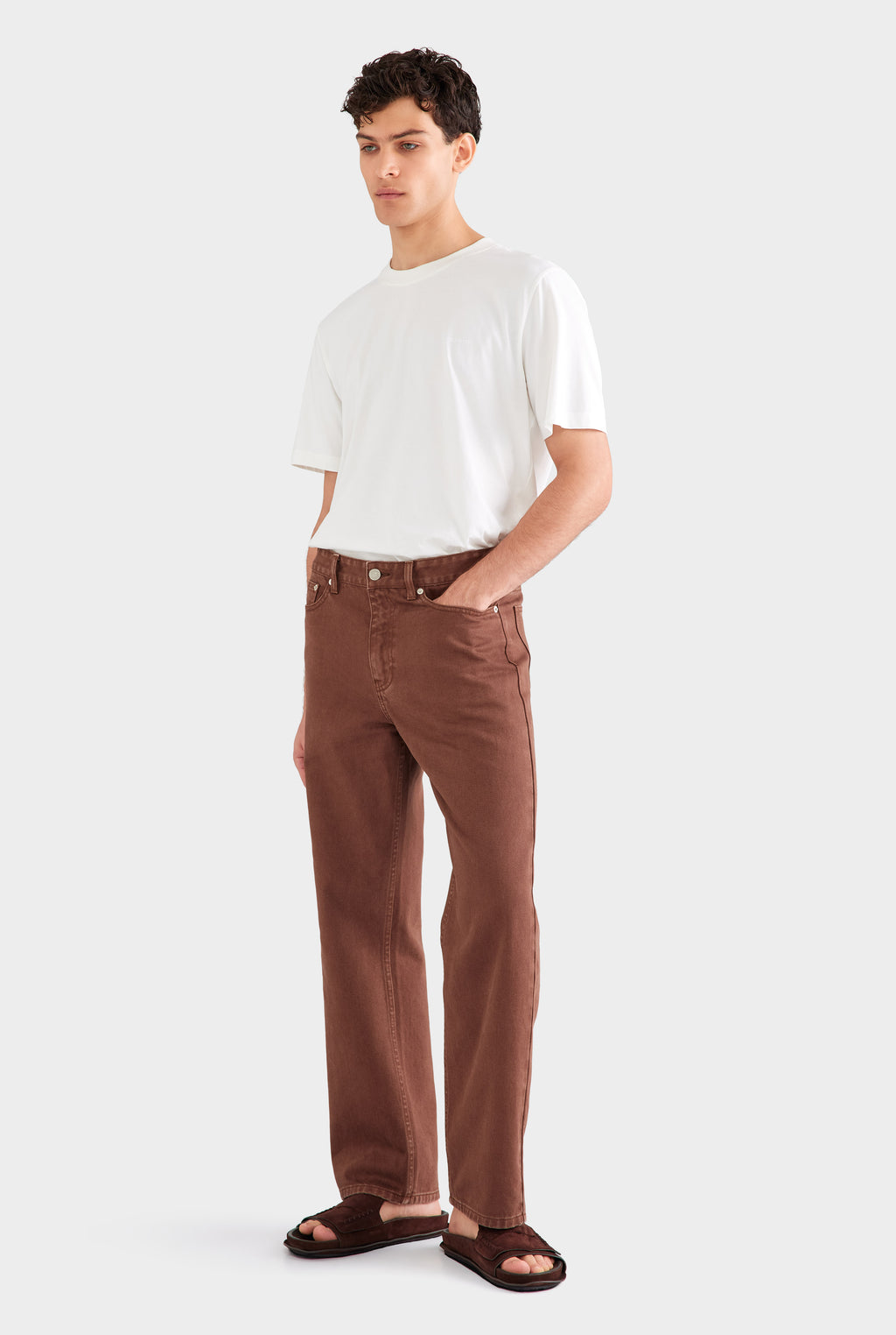 Pigment Dyed Straight Leg Denim Jean - Brown