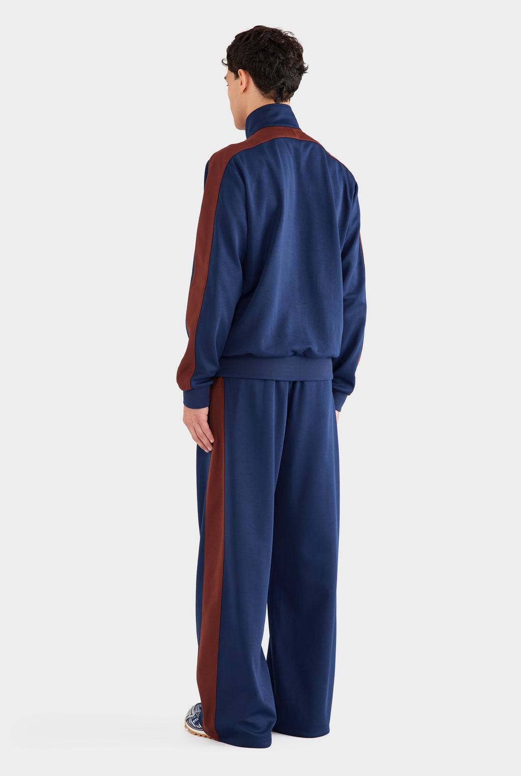 Jersey Zip Track Jacket - Navy Blue/Chocolate