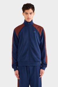 Jersey Zip Track Jacket - Navy Blue/Chocolate