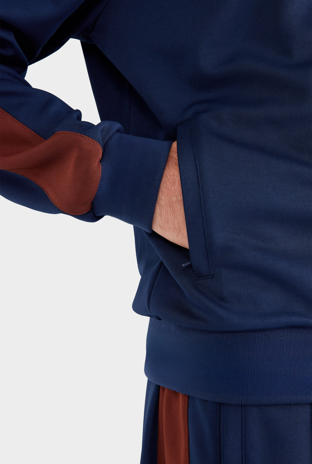 Jersey Zip Track Jacket - Navy Blue/Chocolate