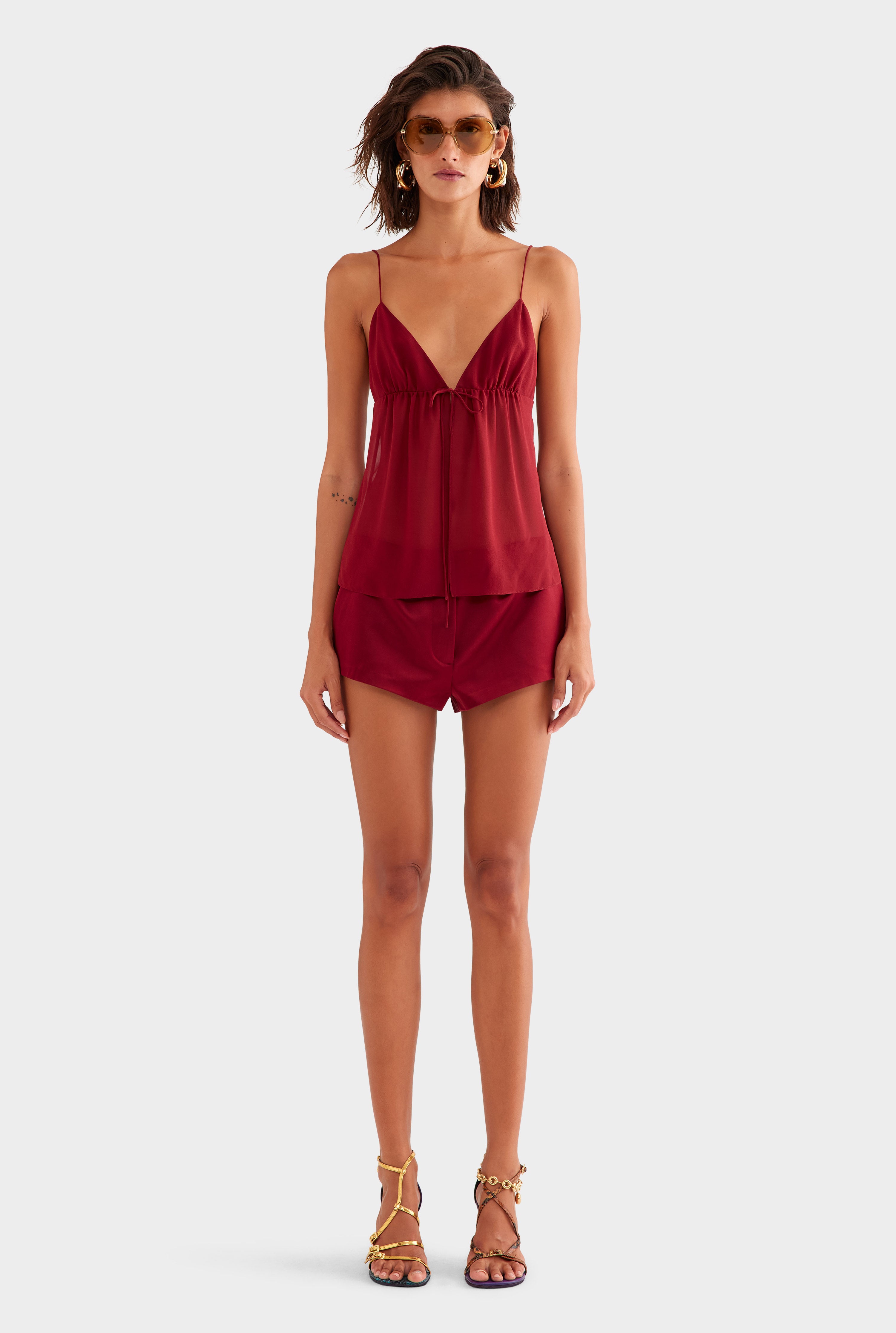 Silk Cotton Mini Short - Pomegranate