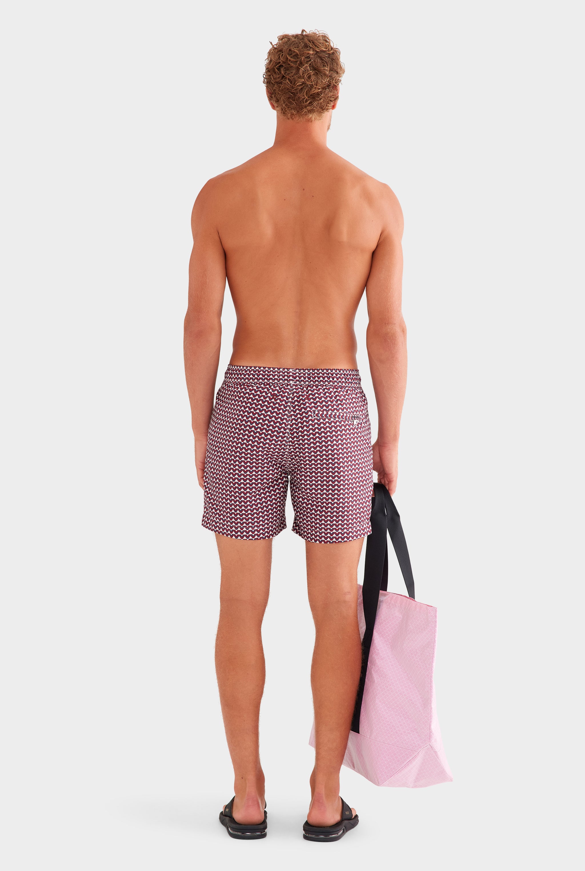 Printed Swim Short - Off White/Pomegranate/Navy V Monogram