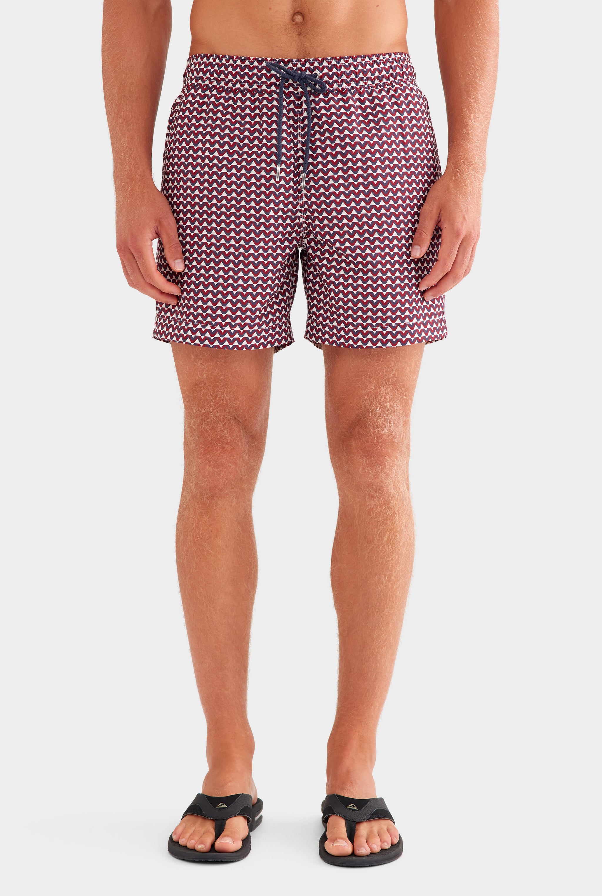 Printed Swim Short - Off White/Pomegranate/Navy V Monogram