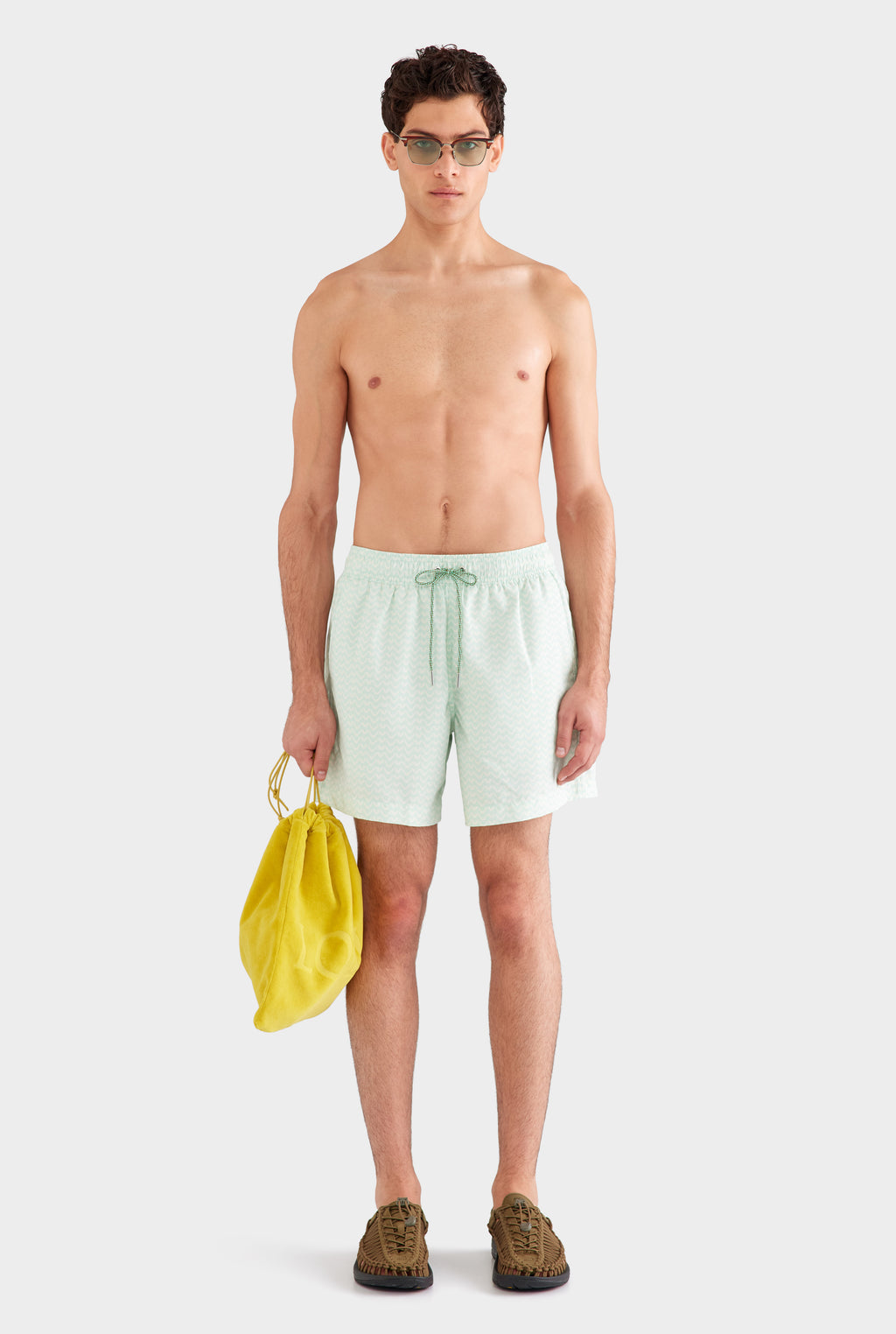 Printed Swim Short - Pale Aqua/Cream V Monogram