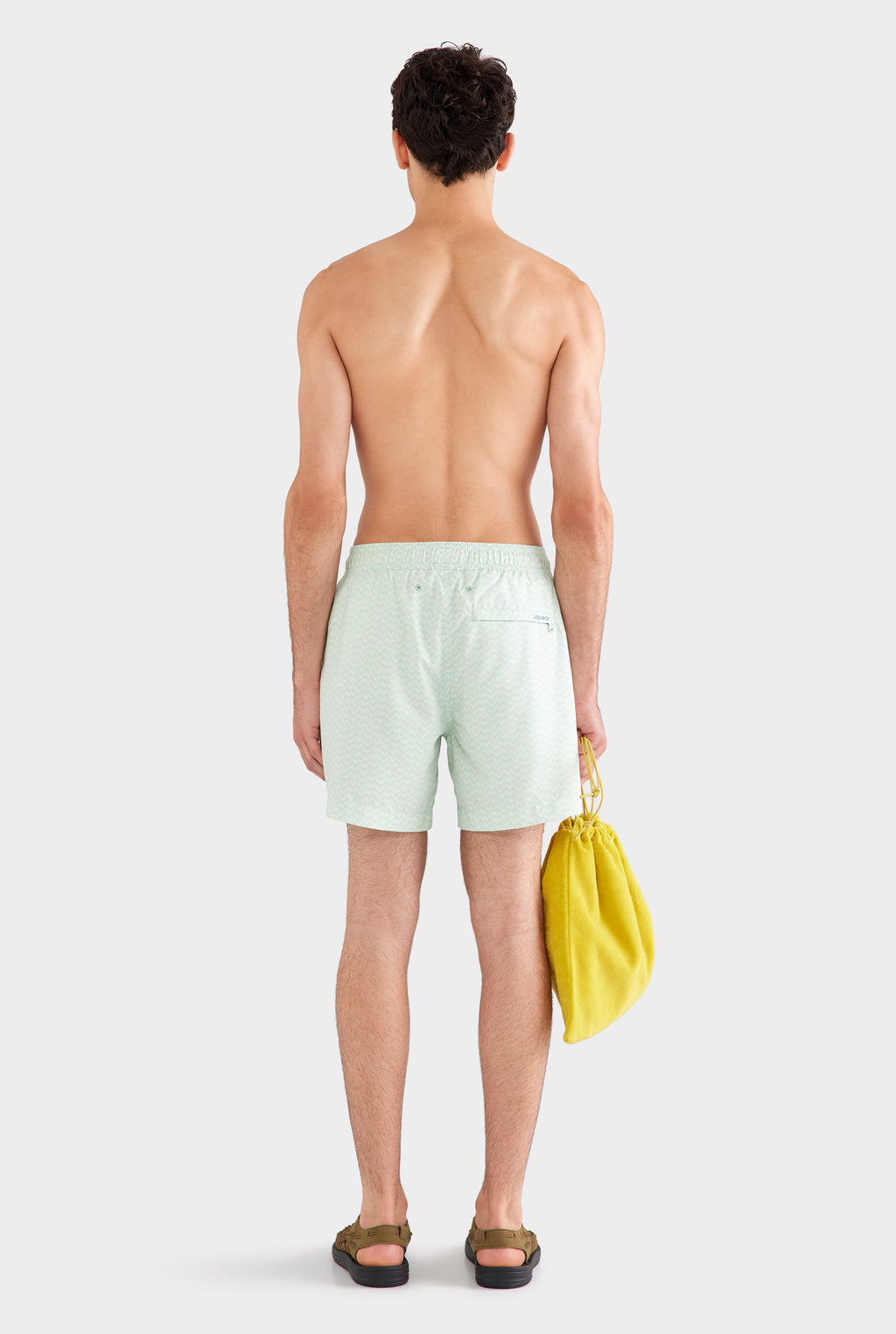 Printed Swim Short - Pale Aqua/Cream V Monogram