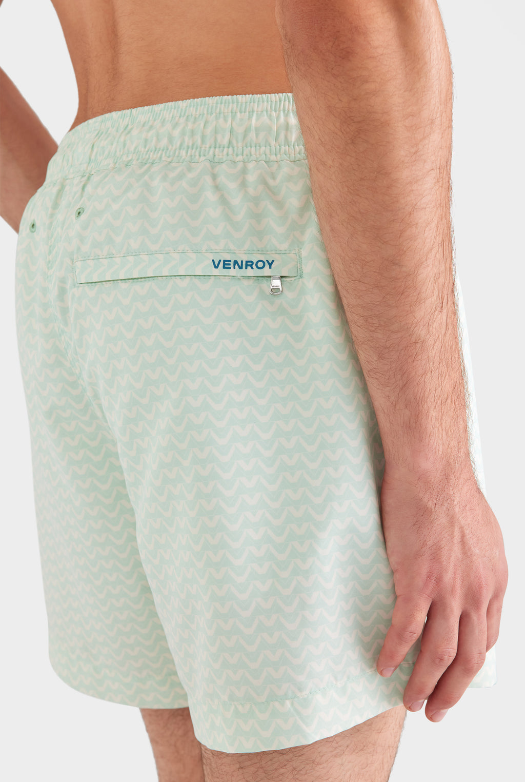 Printed Swim Short - Pale Aqua/Cream V Monogram