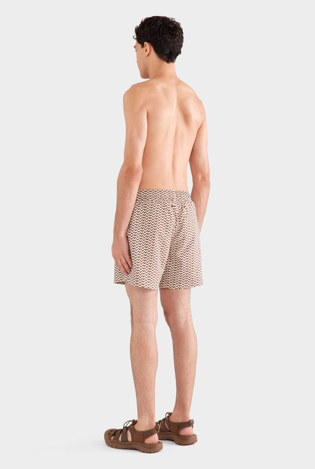 Printed Swim Short - Pale Aqua/Peach/Chocolate V Monogram