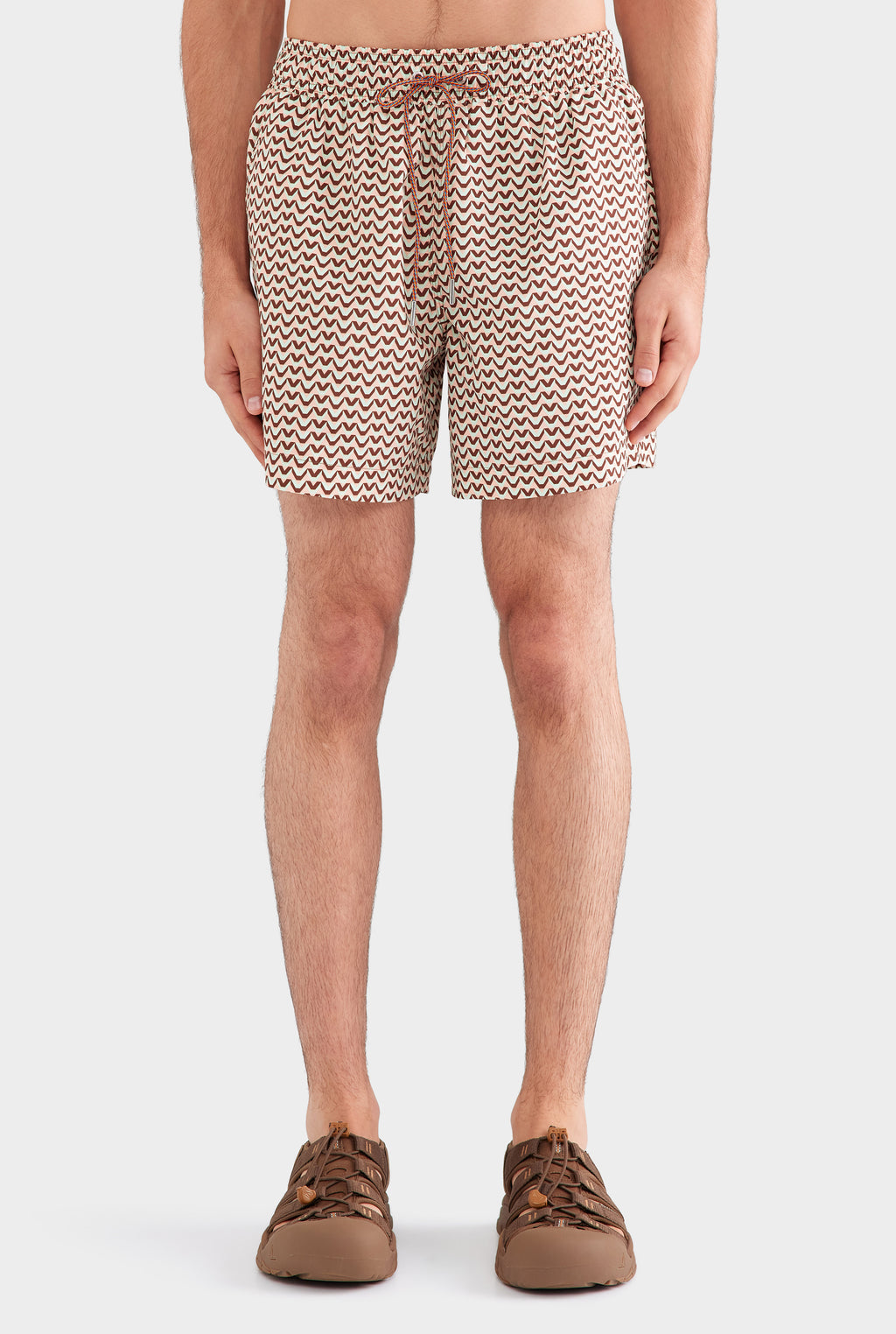 Printed Swim Short - Pale Aqua/Peach/Chocolate V Monogram