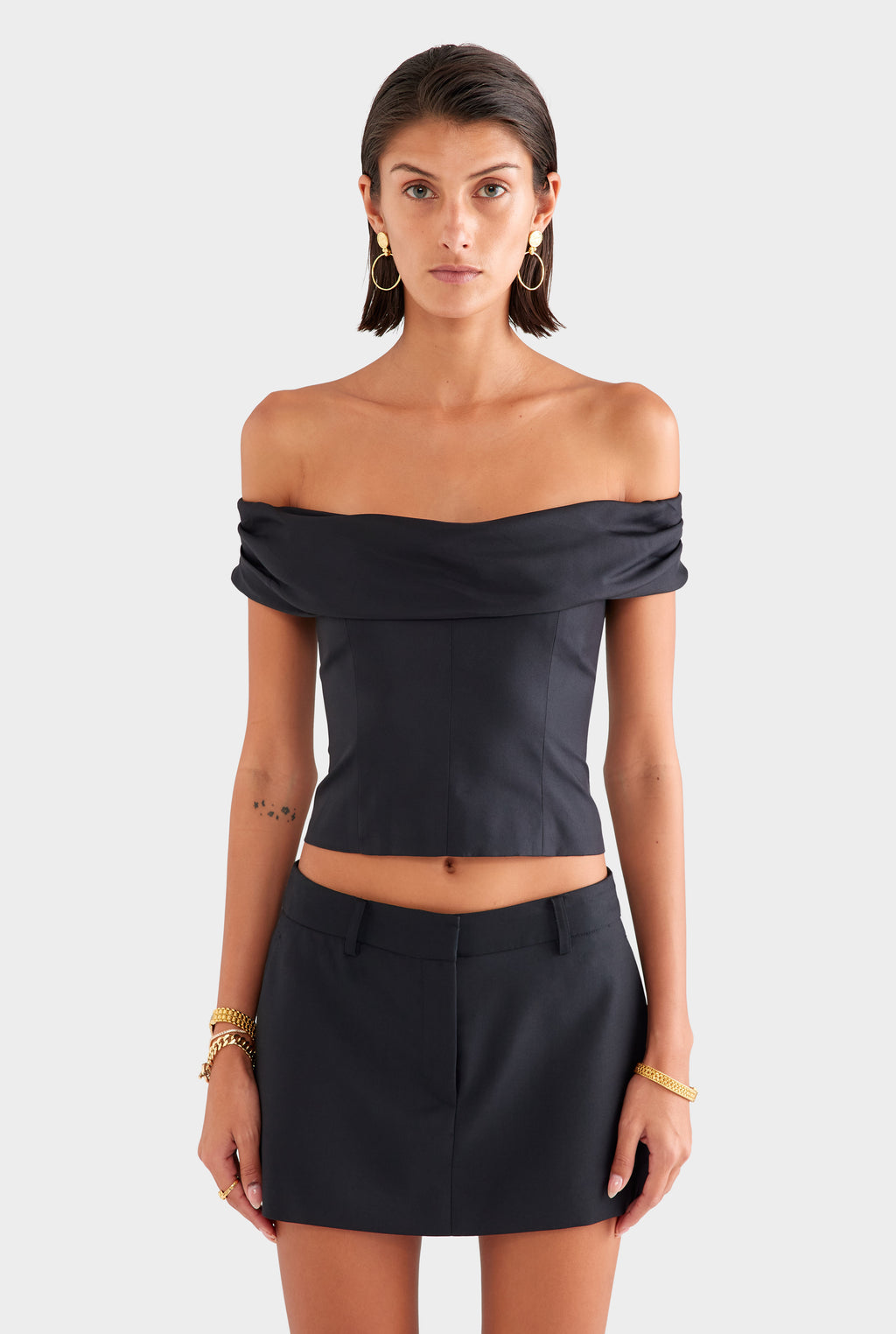 Silk Cowl Neck Bodice - Black