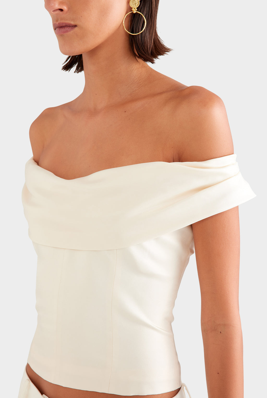 Silk Cowl Neck Bodice - Champagne