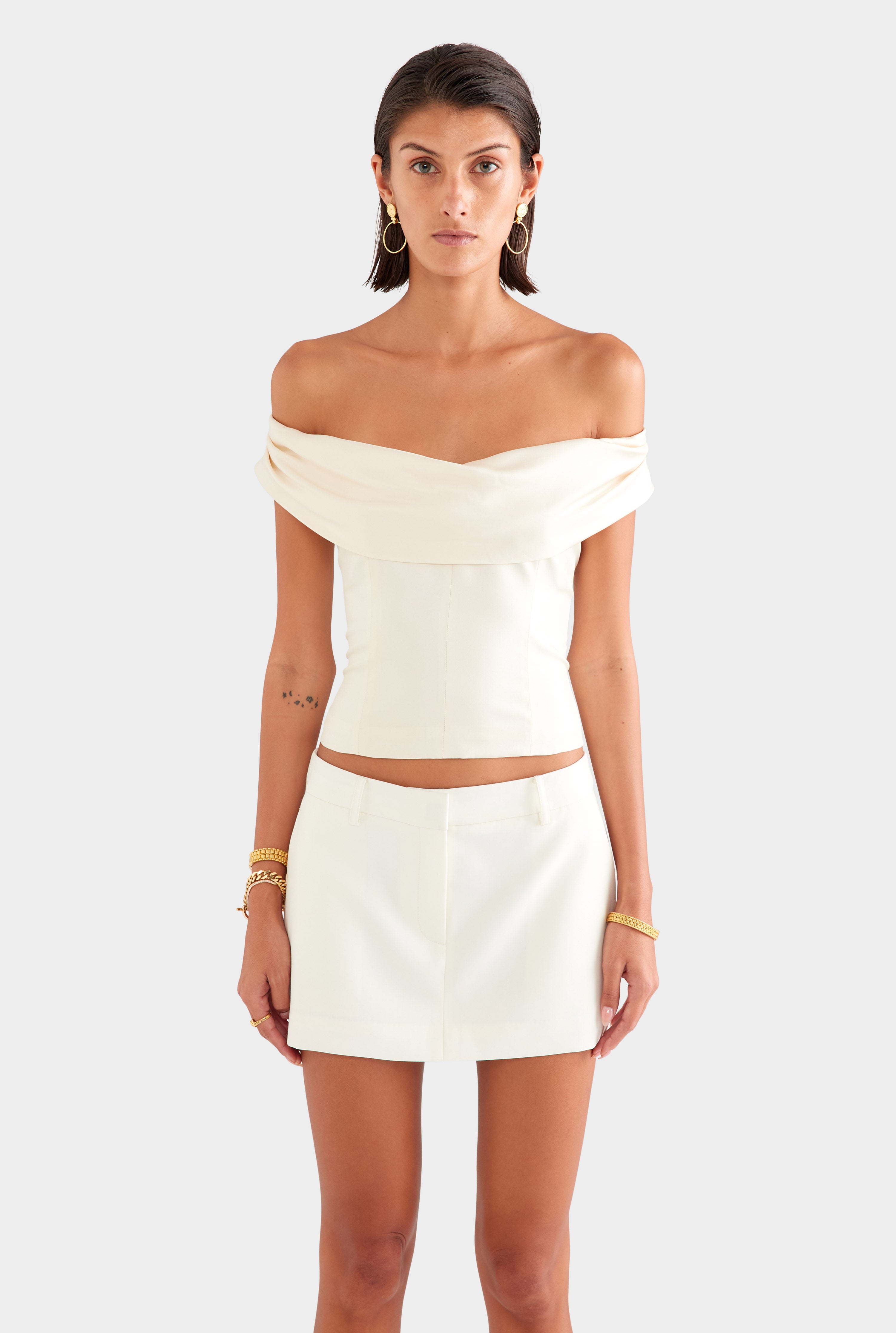 Silk Cowl Neck Bodice - Champagne